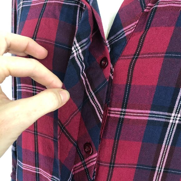 KUT FROM THE KLOTH Plaid Button Front Shirt Women's Size Small Red Blue Collared - Picture 6 of 10